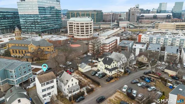 an aerial view of a city