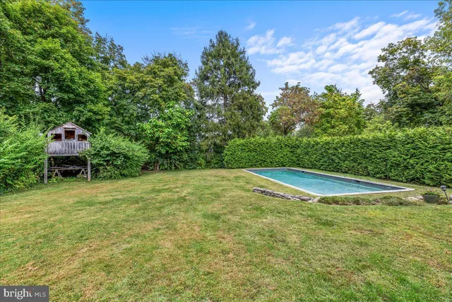 a aerial view of a house with swimming pool and lake view
