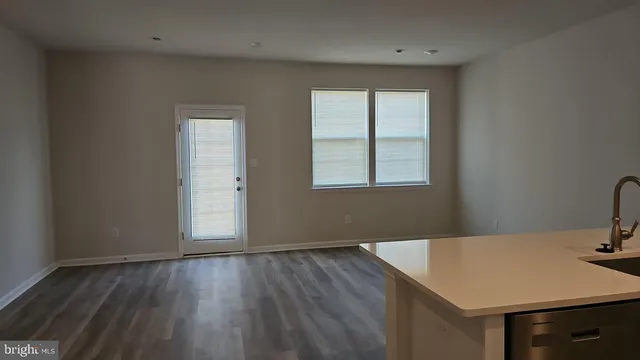 a workspace with wooden floor