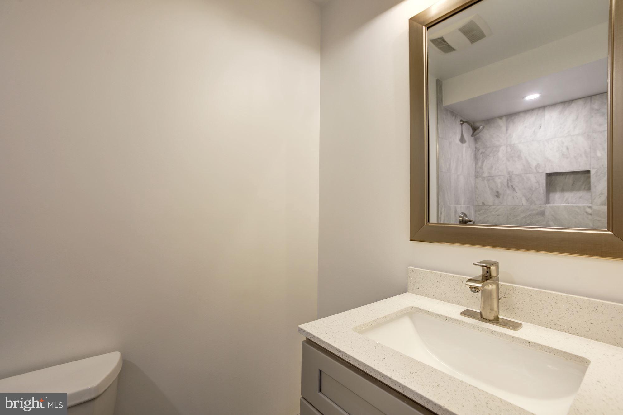 401 11th Street Southeast Washington, DC 20003 - Photo 20 of 27 a bathroom with a sink a toilet and mirror