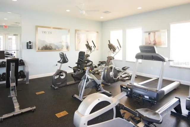 a view of a room with gym equipment