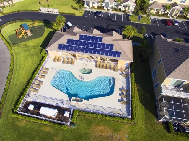 a view of a park with slide