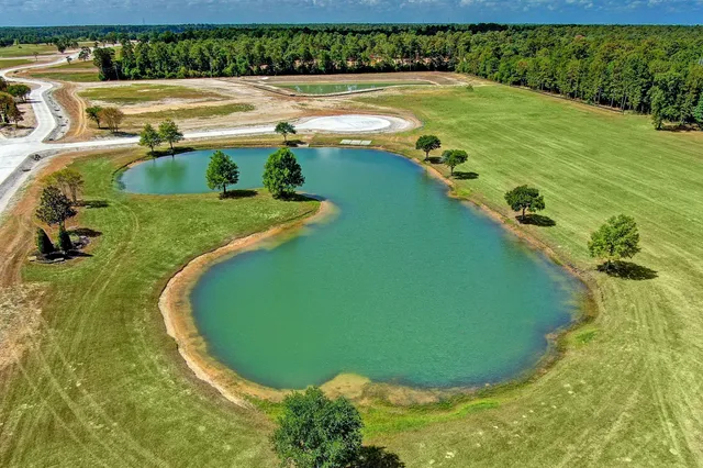 a view of a swimming pool with a yard