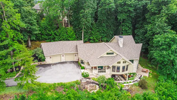 an aerial view of a house