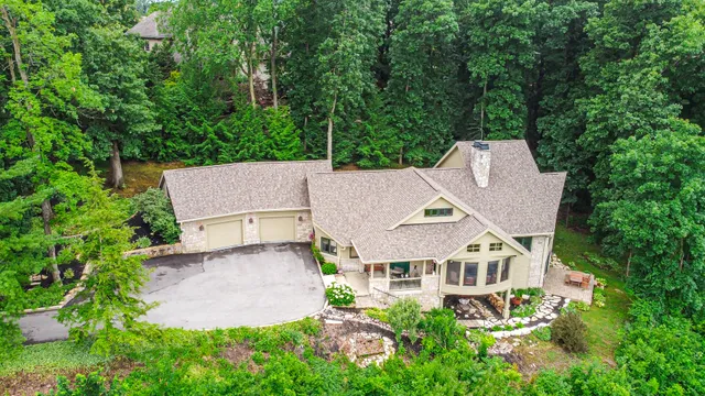 an aerial view of a house