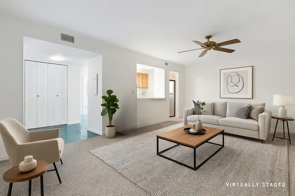 a living room with furniture