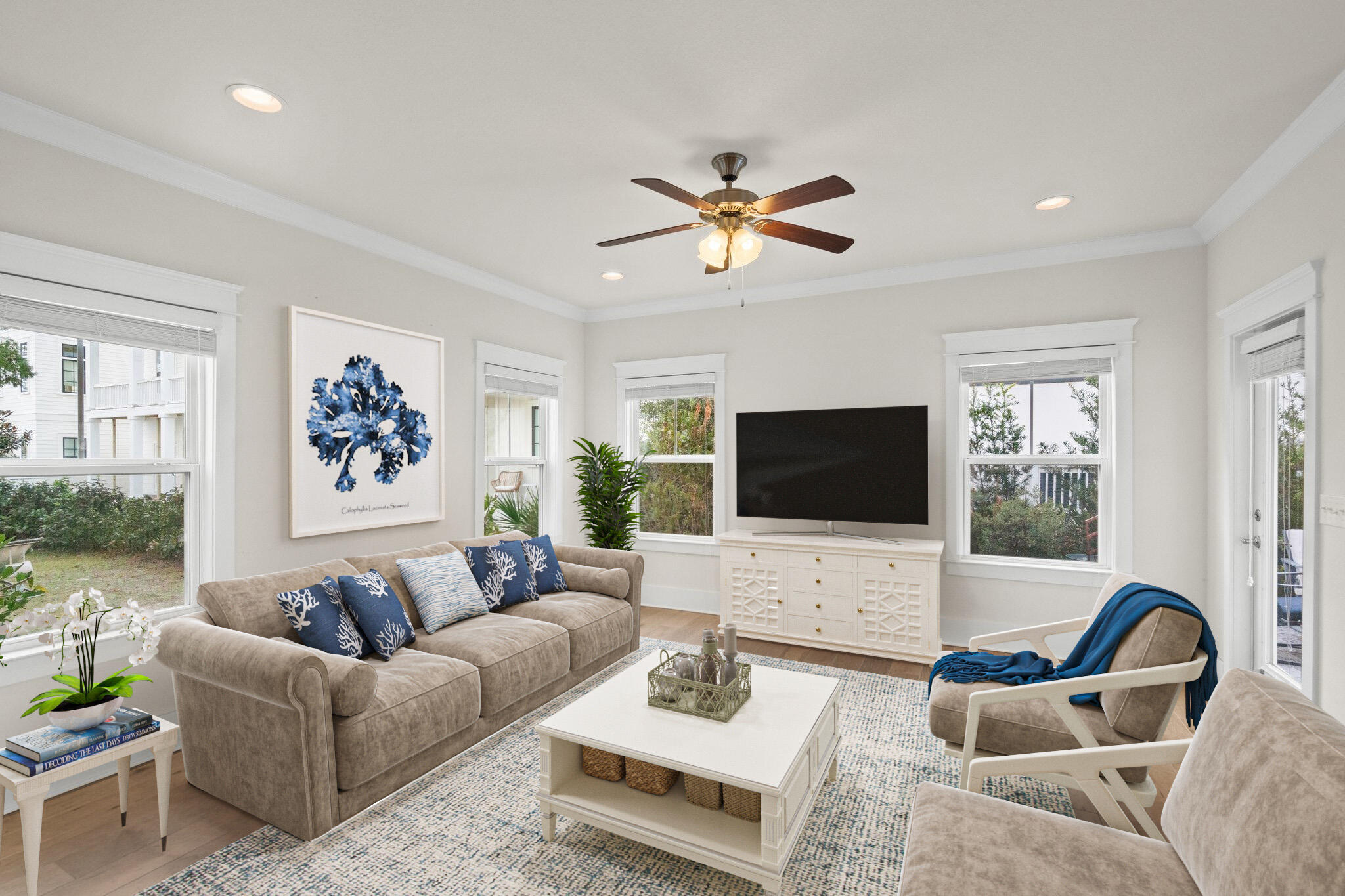 89 Grande Pointe Drive Inlet Beach, FL 32461 - Photo 15 of 47 a living room with furniture a window and a flat screen tv