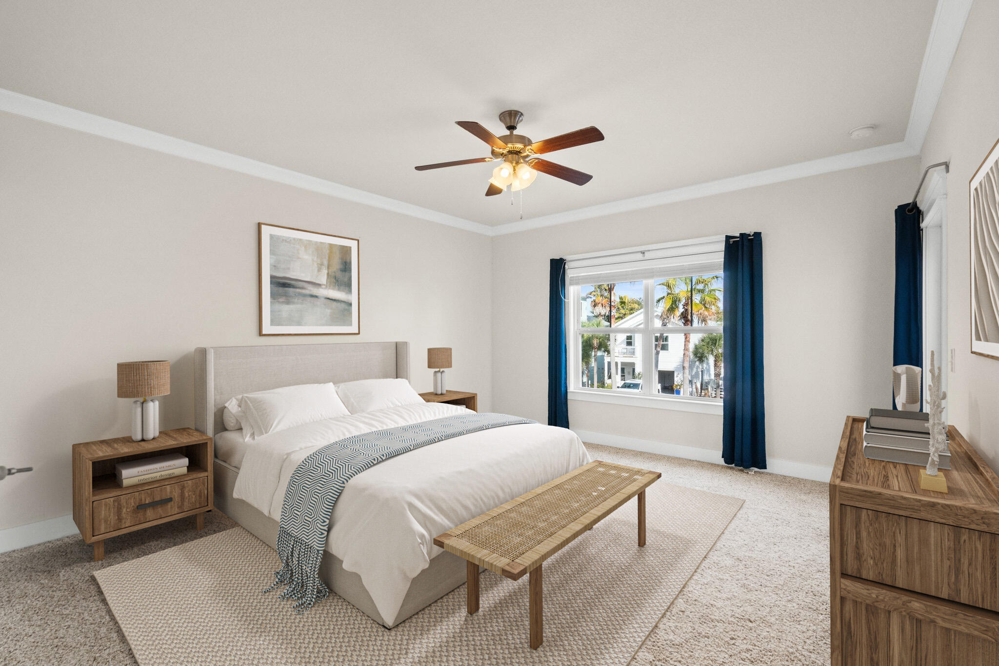 89 Grande Pointe Drive Inlet Beach, FL 32461 - Photo 19 of 47 a bedroom with a bed and a chandelier