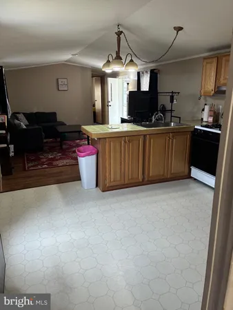 a kitchen with a sink and wooden cabinets