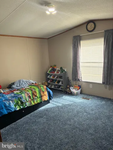 a bedroom with bed and window