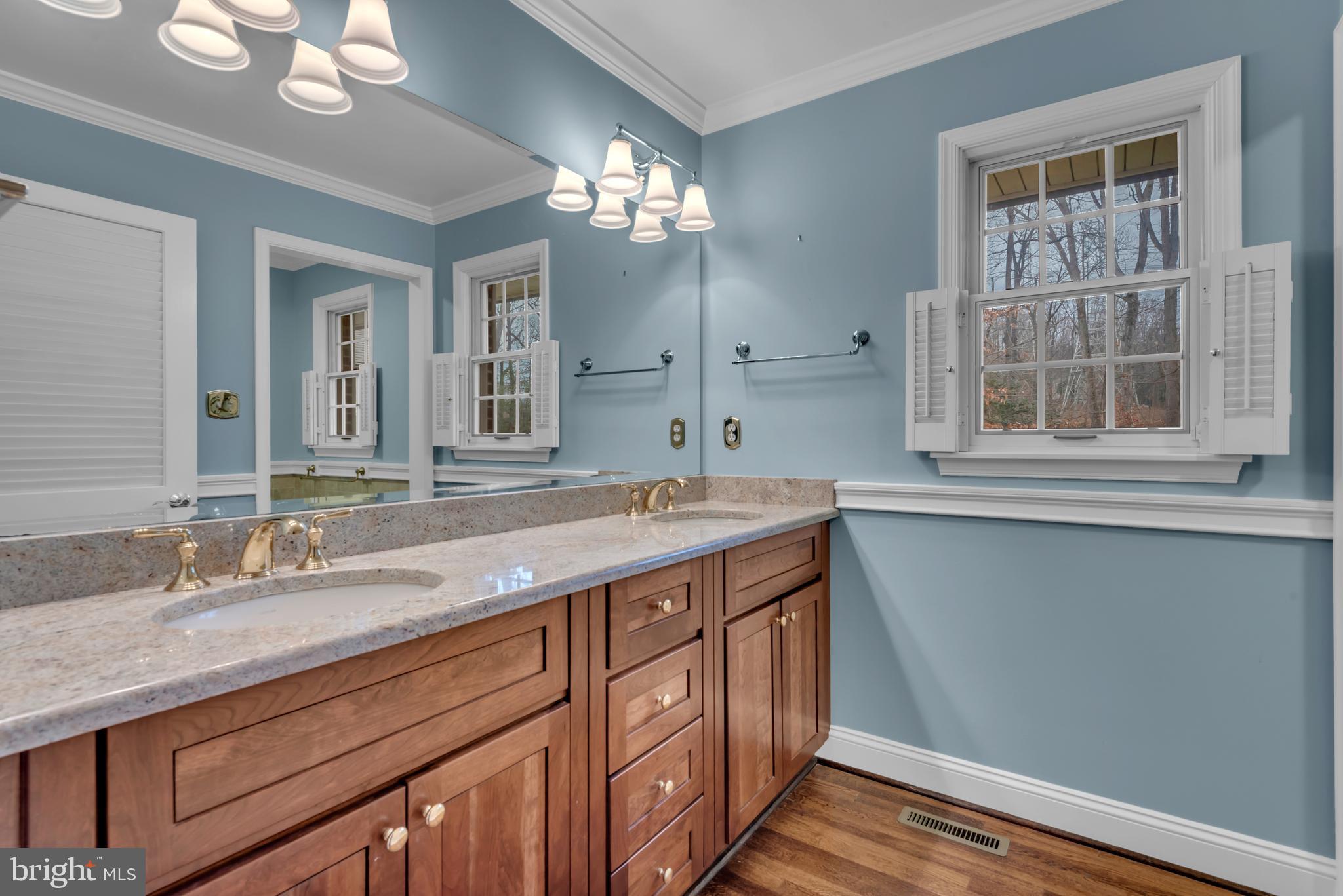 671 Discovery Court Davidsonville, MD 21035 - Photo 44 of 71 a bathroom with a double vanity sink and a mirror