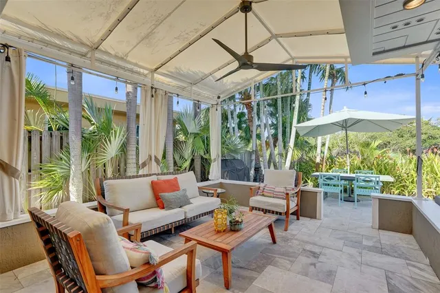 a outdoor living space with furniture