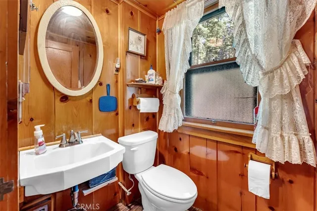 a bathroom with a toilet a sink and a mirror