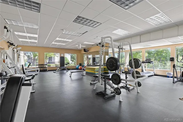 a view of a room with gym equipment