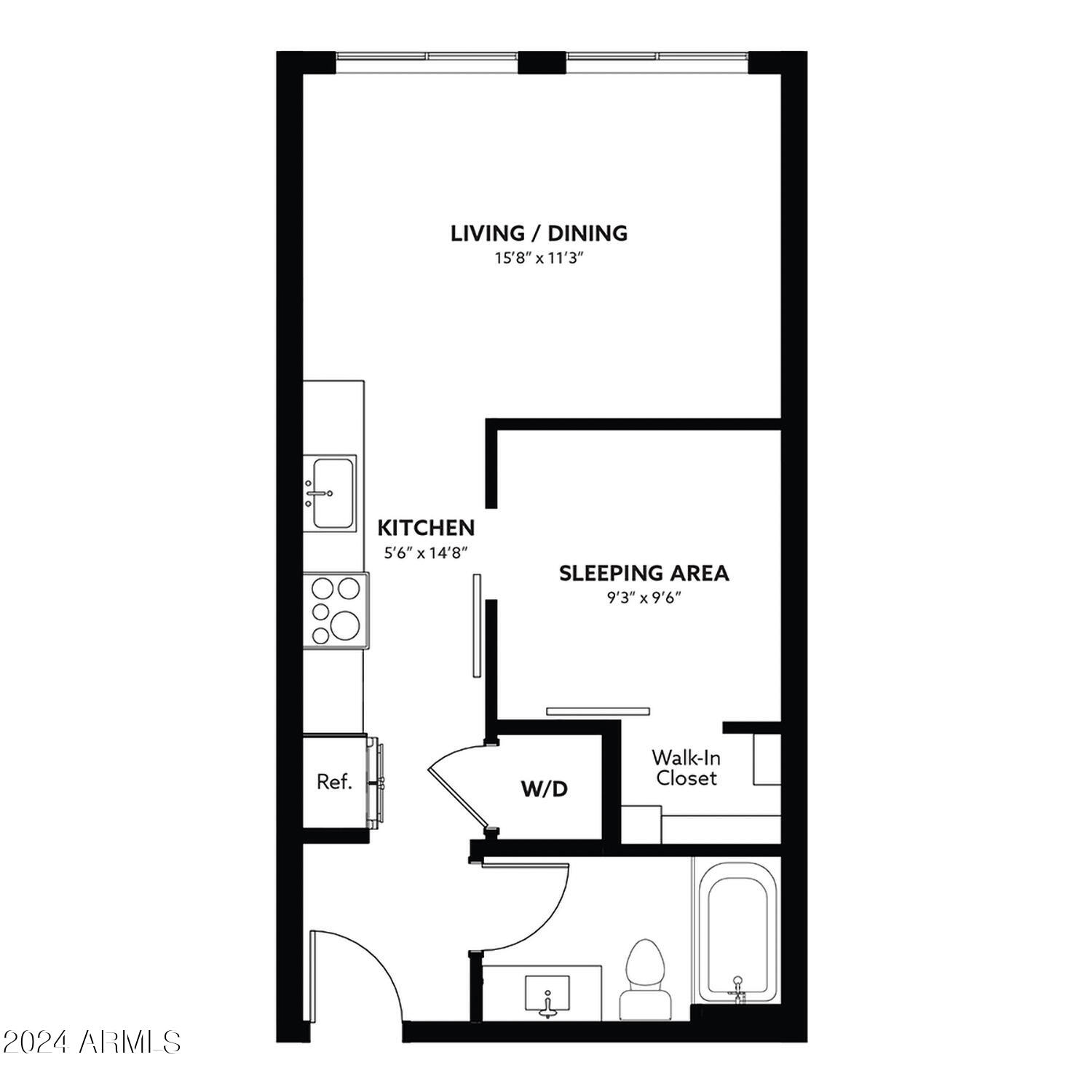 2500 East Marco Polo Road, Unit S1 Phoenix, AZ 85050 - Photo 14 of 14 Studio Floorplan