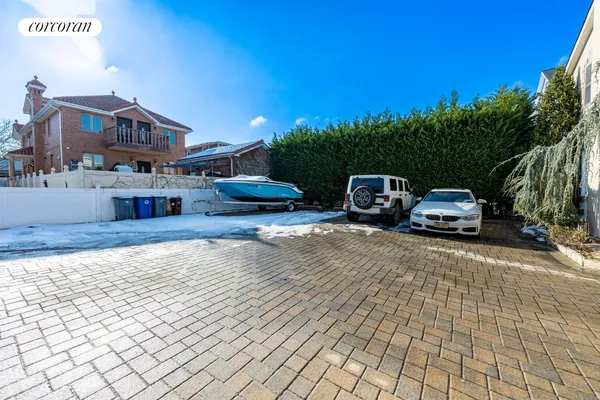 a front view of a building with street view