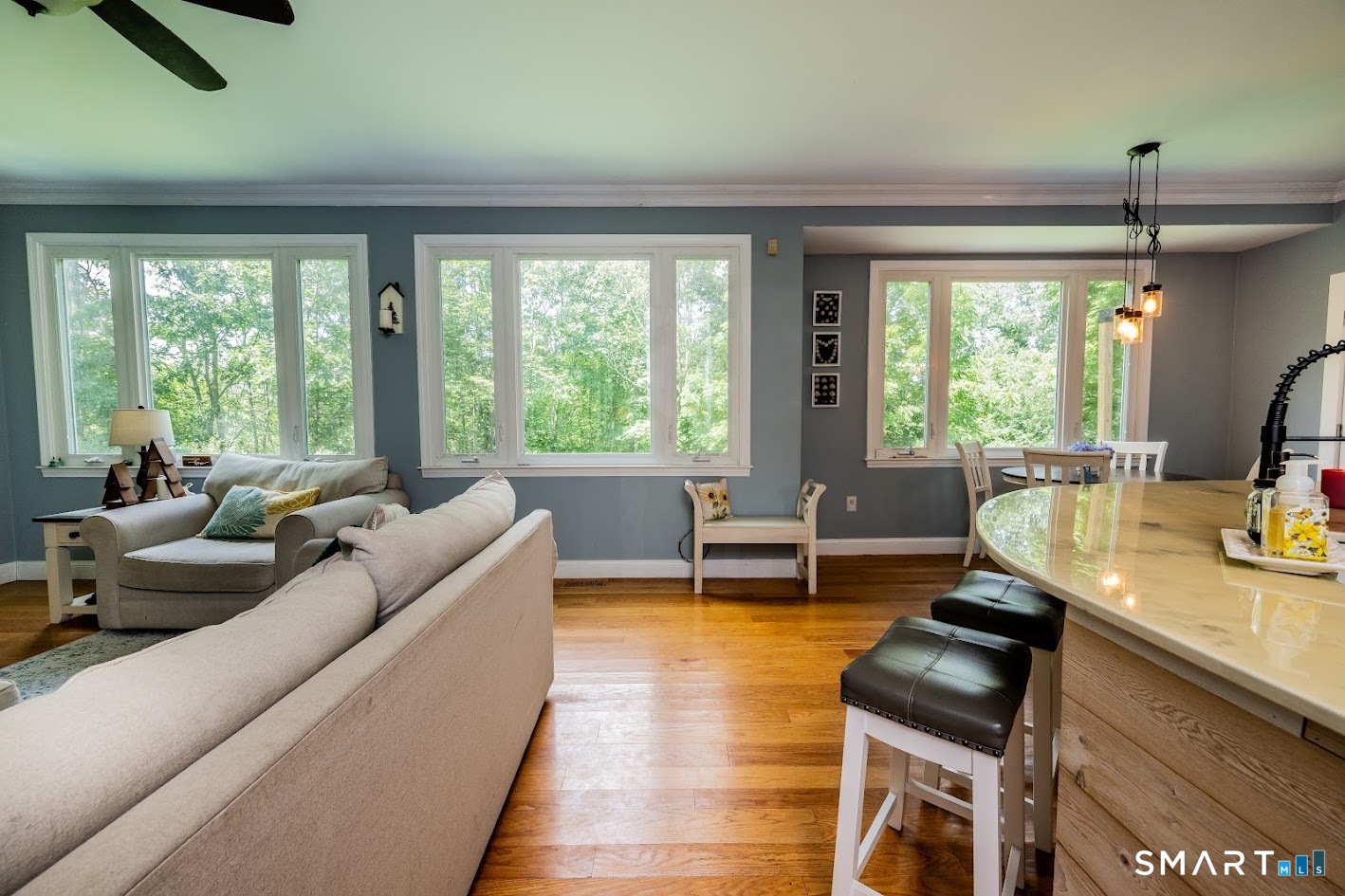 76 R Ivy Way Durham, CT 06422 - Photo 19 of 19 Sun-filled open floor plan with hardwood floors, oversized windows, and seamless flow from the kitchen to the living and dining areas.