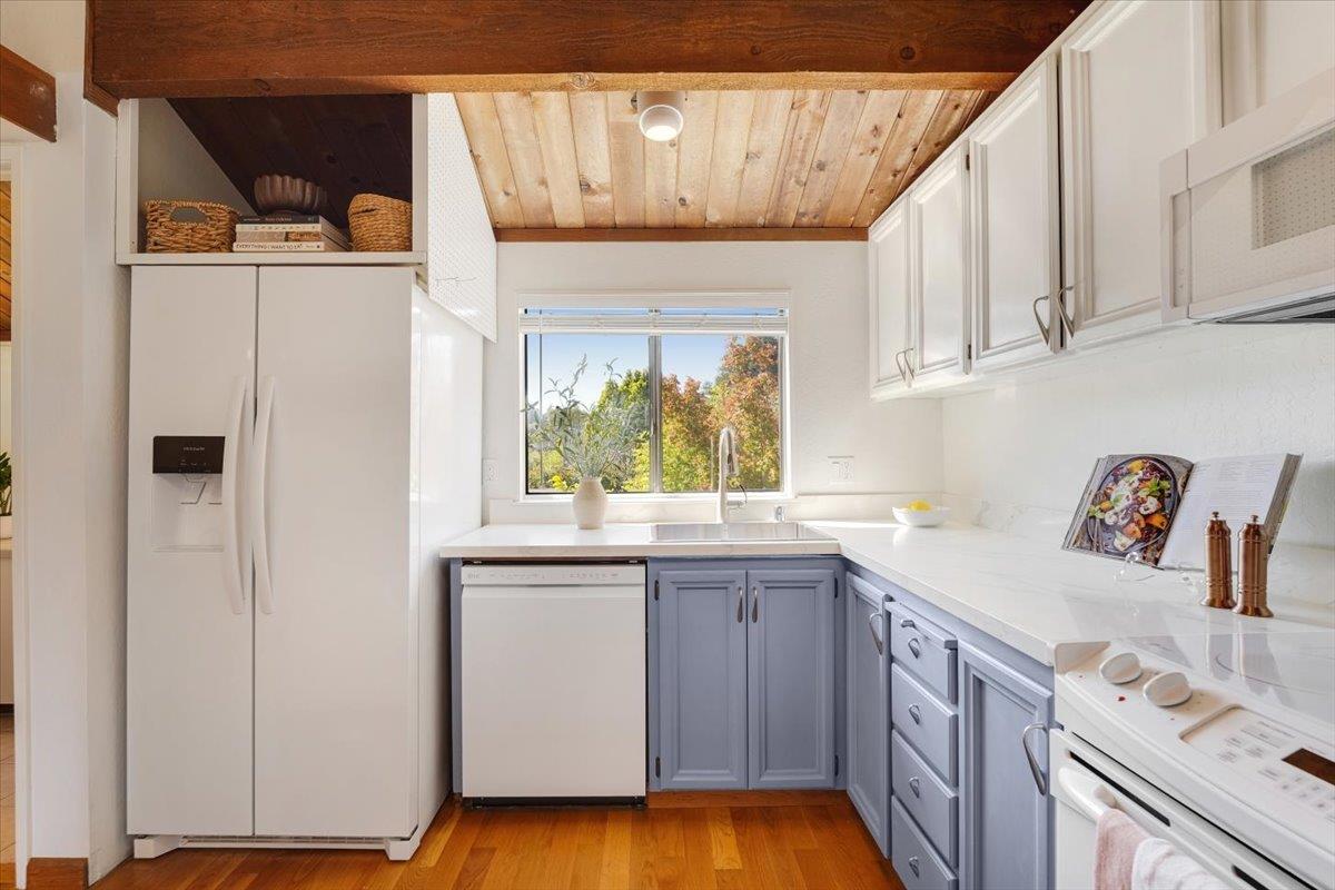 113 Tree Frog Lane Santa Cruz, CA 95060 - Photo 10 of 49 a kitchen with a sink a refrigerator and window
