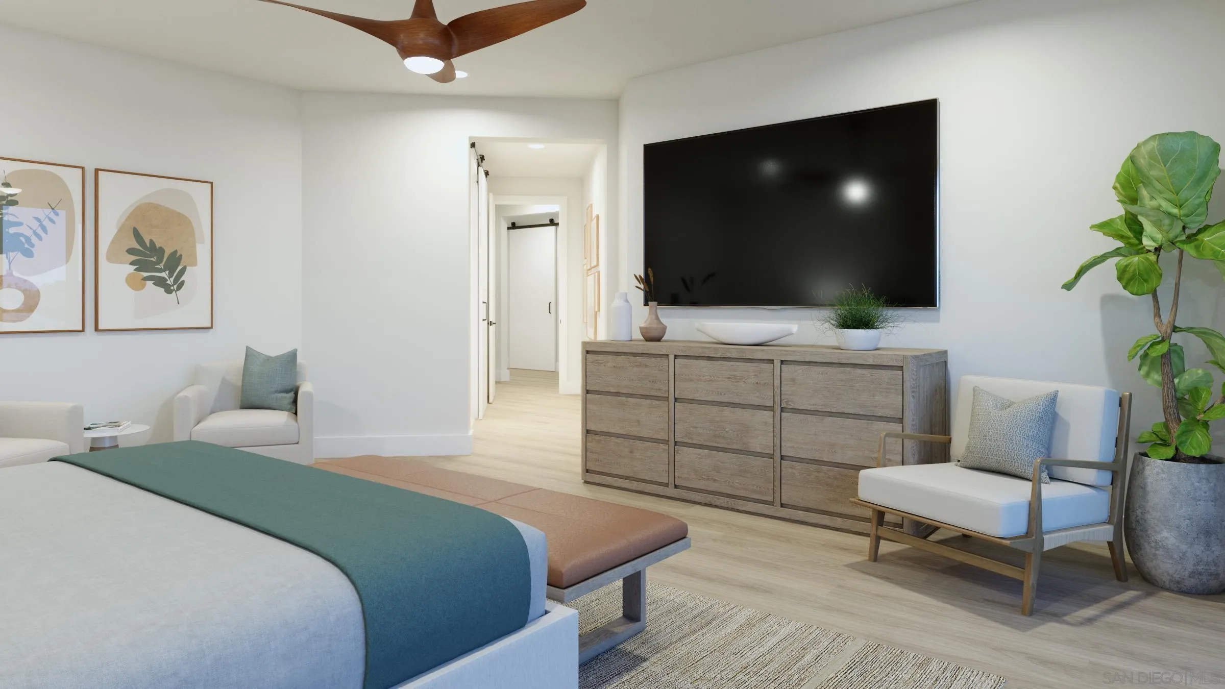 2501 State Street, Unit 404 Carlsbad, CA 92008 - Photo 11 of 18 a bedroom with a bed and a flat screen tv