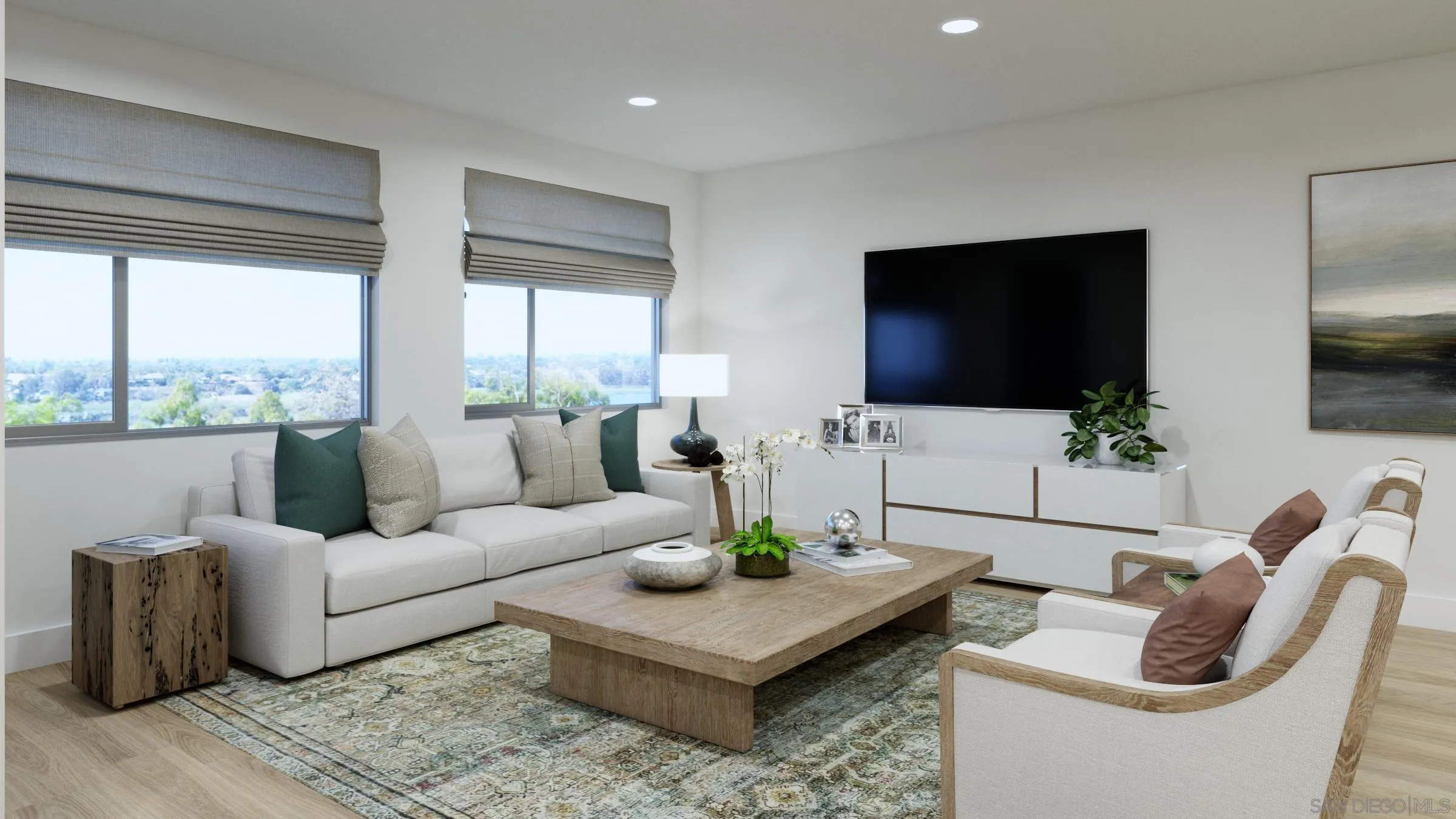 2501 State Street, Unit 404 Carlsbad, CA 92008 - Photo 7 of 18 a living room with furniture a flat screen tv and a large window