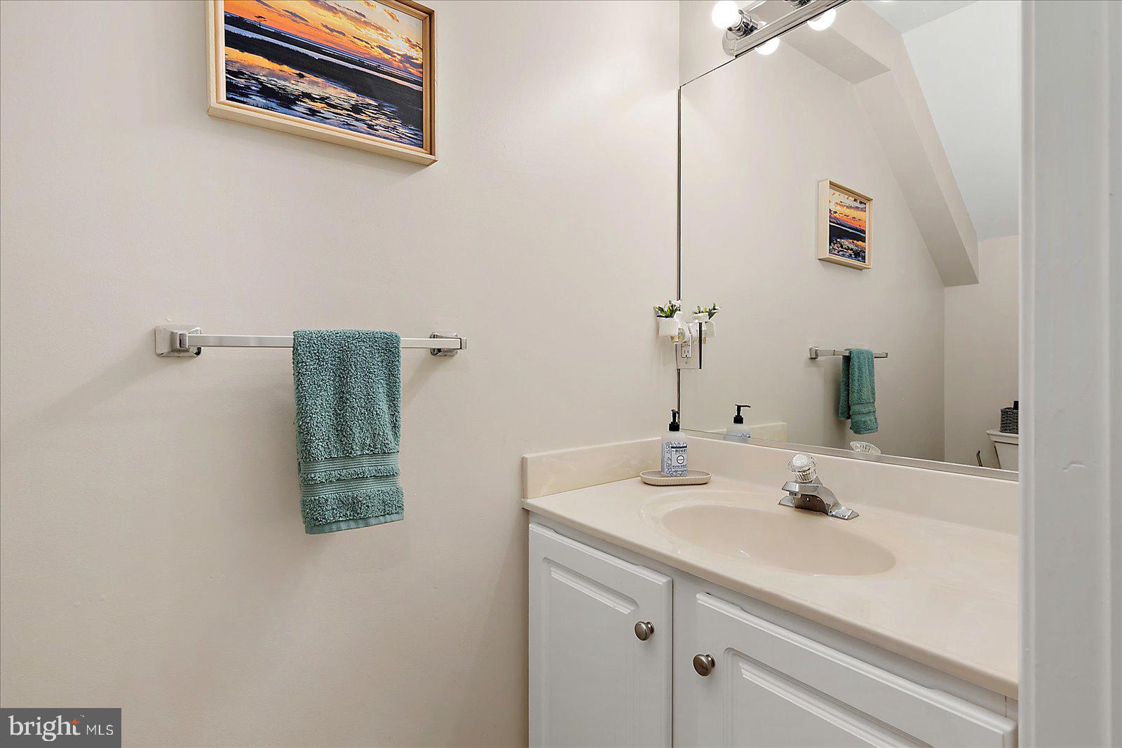 712 Bradley Road, Unit E Ocean City, MD 21842 - Photo 20 of 48 a bathroom with a sink and a mirror