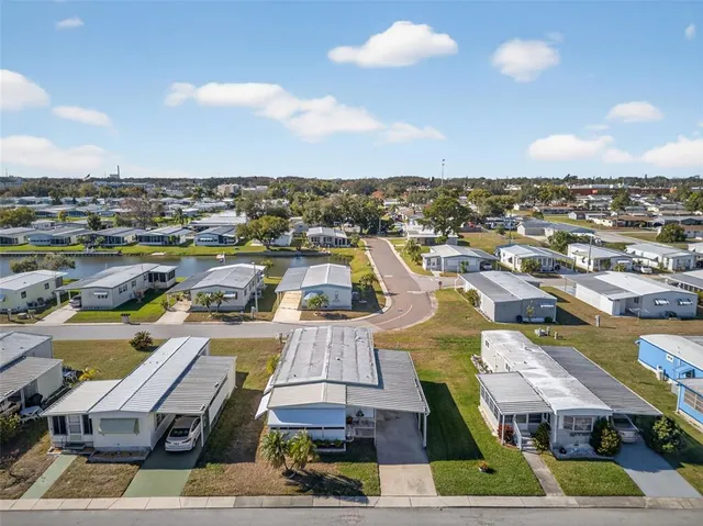 an aerial view of a city with houses