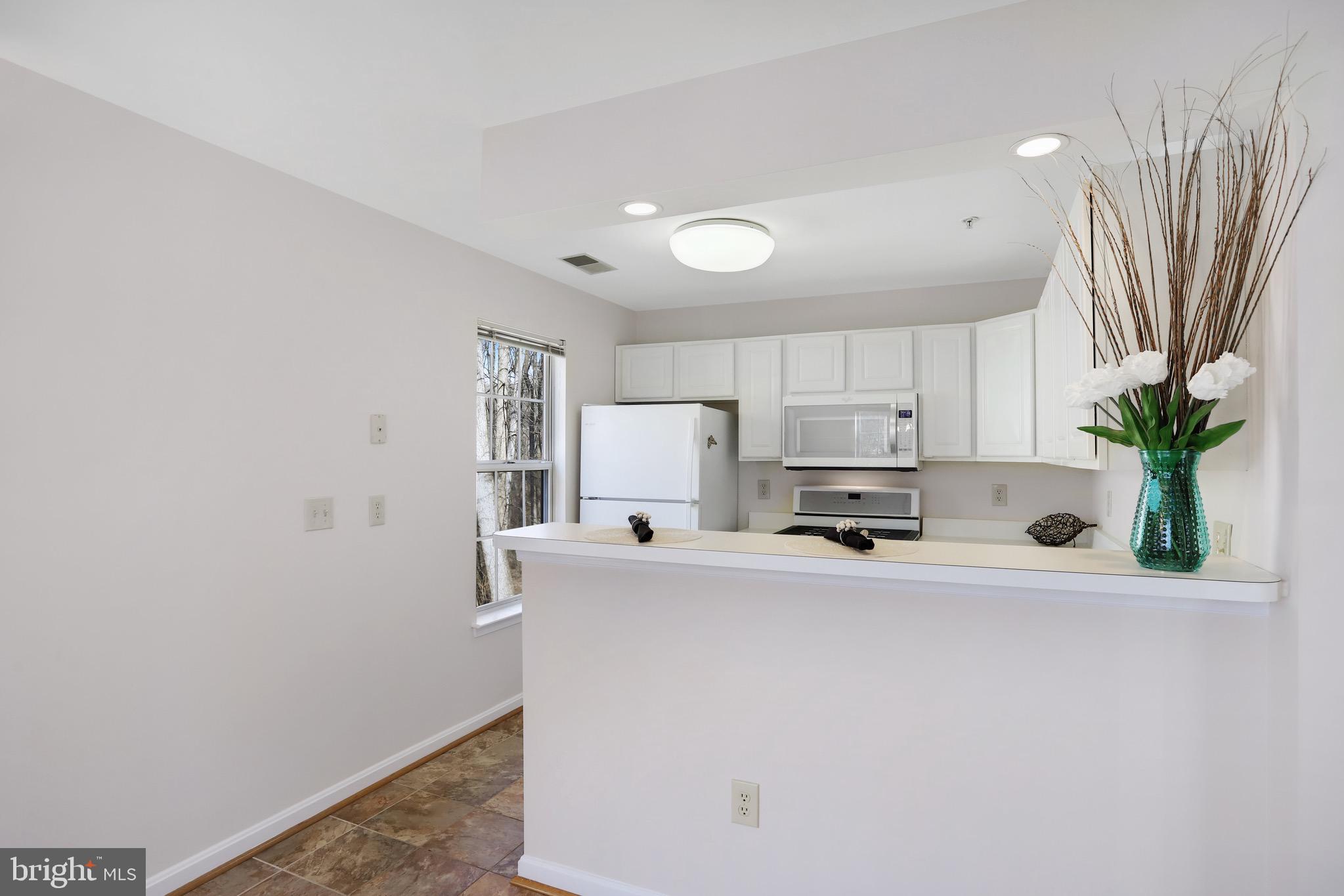 111 Timberbrook Lane, Unit 201 Gaithersburg, MD 20878 - Photo 14 of 38 a kitchen with stainless steel appliances a sink a stove a refrigerator cabinets and a potted plant