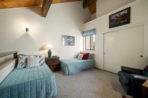 a view of a lake with a mountain in the background