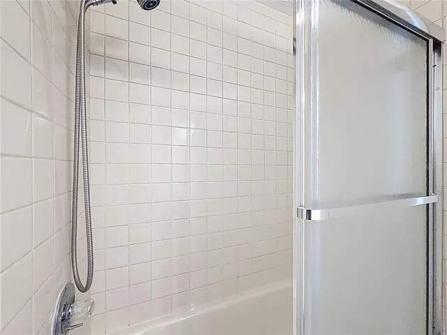 a bathroom with a bathtub