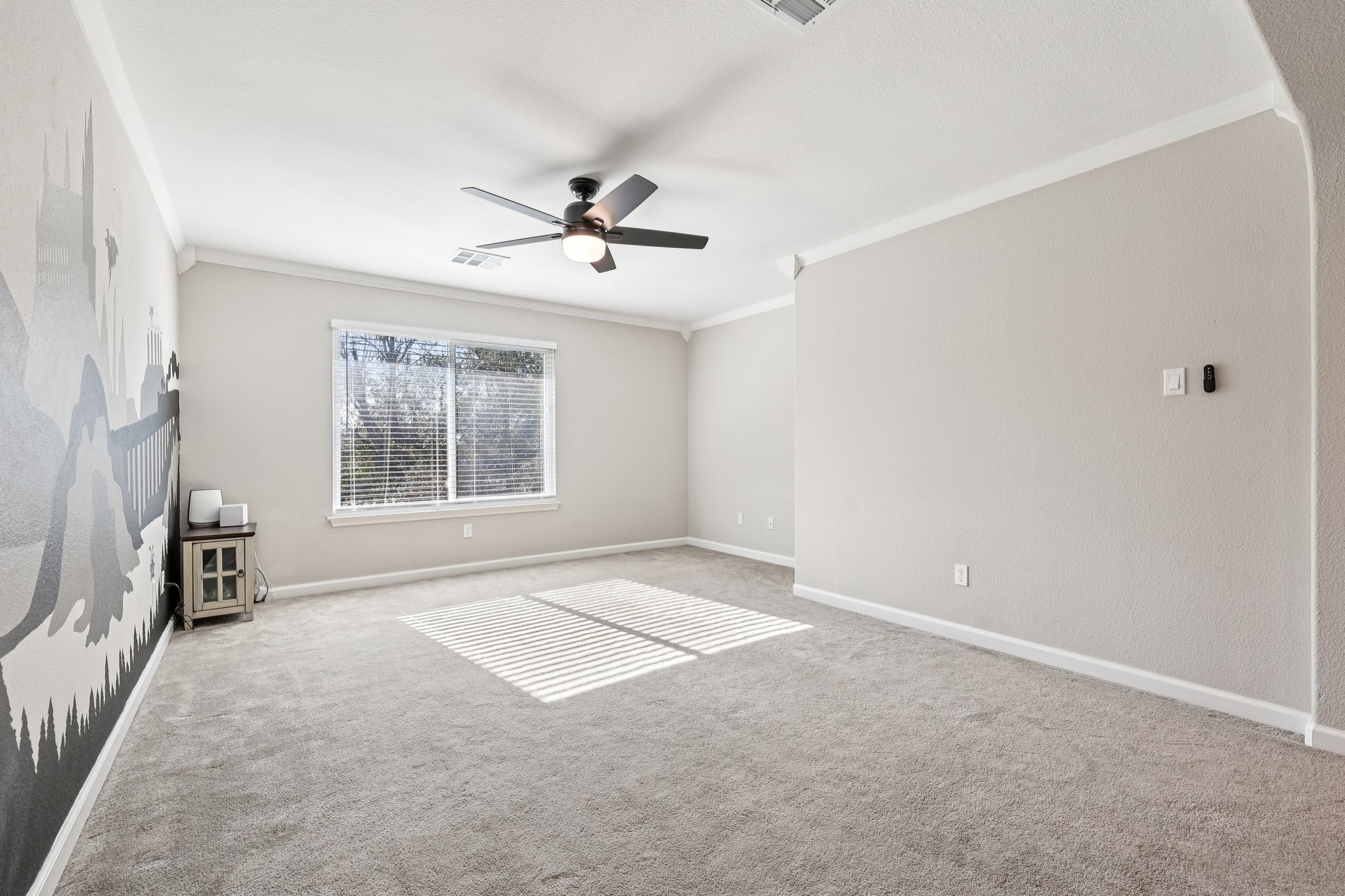 12717 Machete Trail Austin, TX 78729 - Photo 13 of 32 Carpeted spare room with crown molding and a ceiling fan