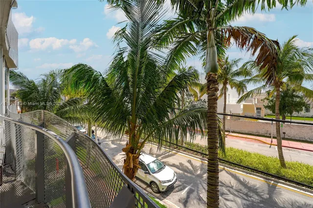 a view of a yard with palm trees