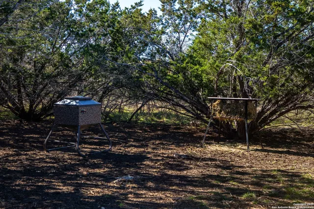 a table and chairs sitting in a yard