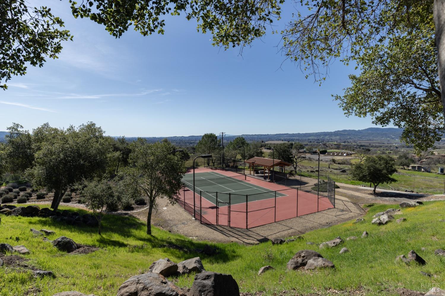 2300 Old Soda Springs Road Napa, CA 94558 - Photo 8 of 61 Lighted tennis court paired wiith a cozy gazebo, pefect for entertaining friends.