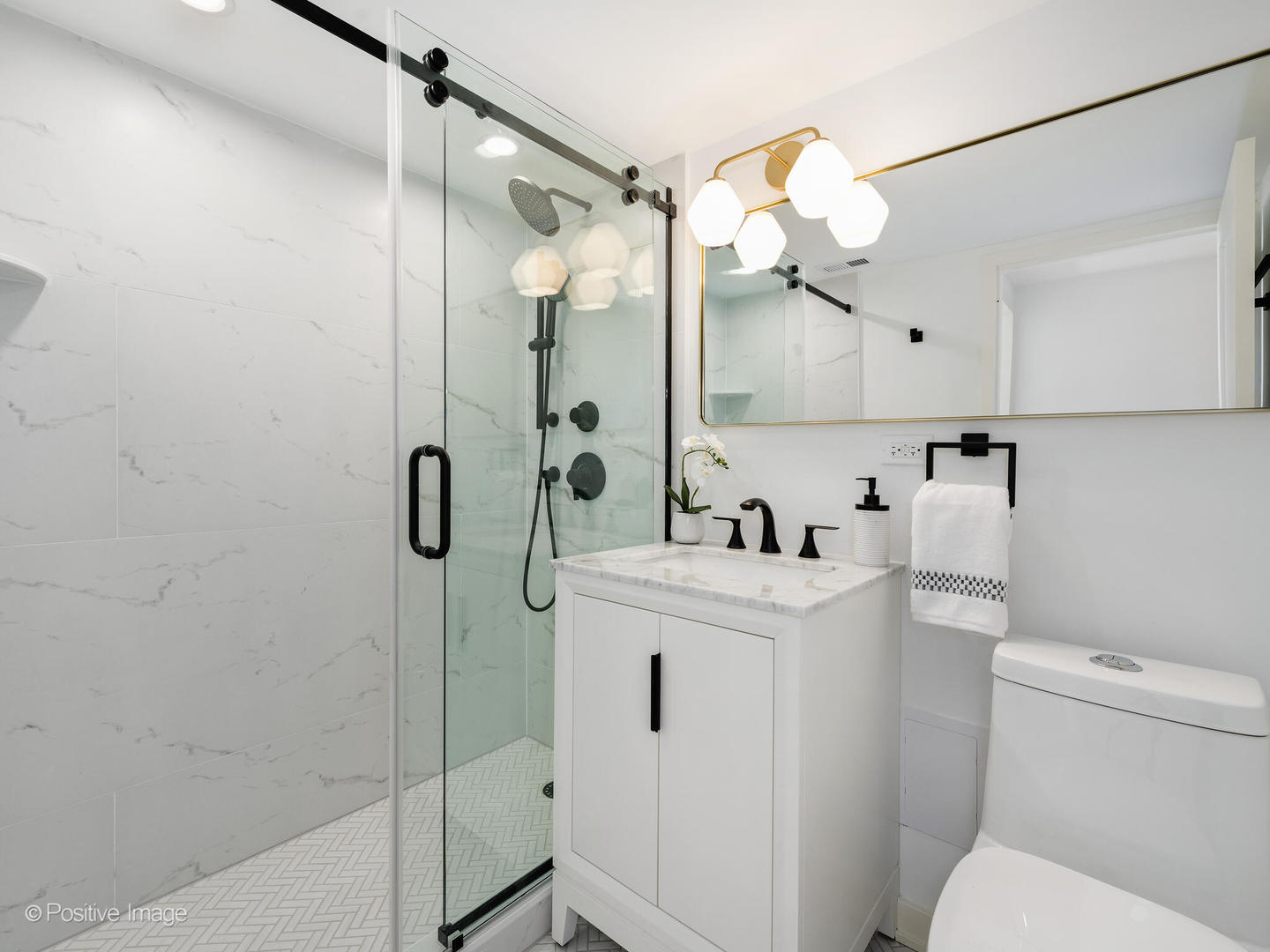 1455 North Sandburg Terrace, Unit 2901B Chicago, IL 60610 - Photo 20 of 42 a bathroom with a sink a toilet and shower