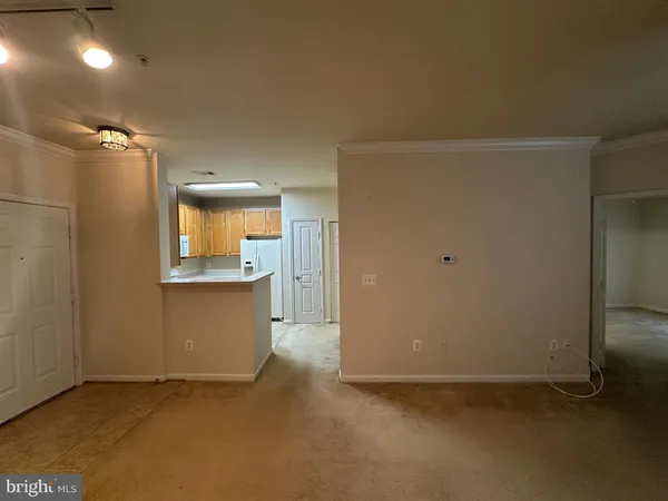 a view of a kitchen cabinets and a room