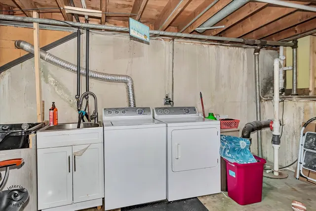 a garden view with a seating space