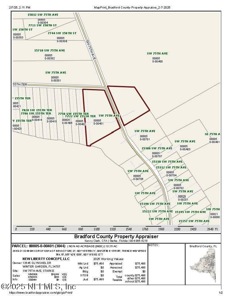 0 Southwest 75th Avenue Starke, FL 32091 - Photo 2 of 2 MapPrint_Bradford-County-Property-Apprai