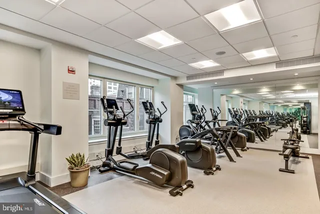 a view of a room with gym equipment