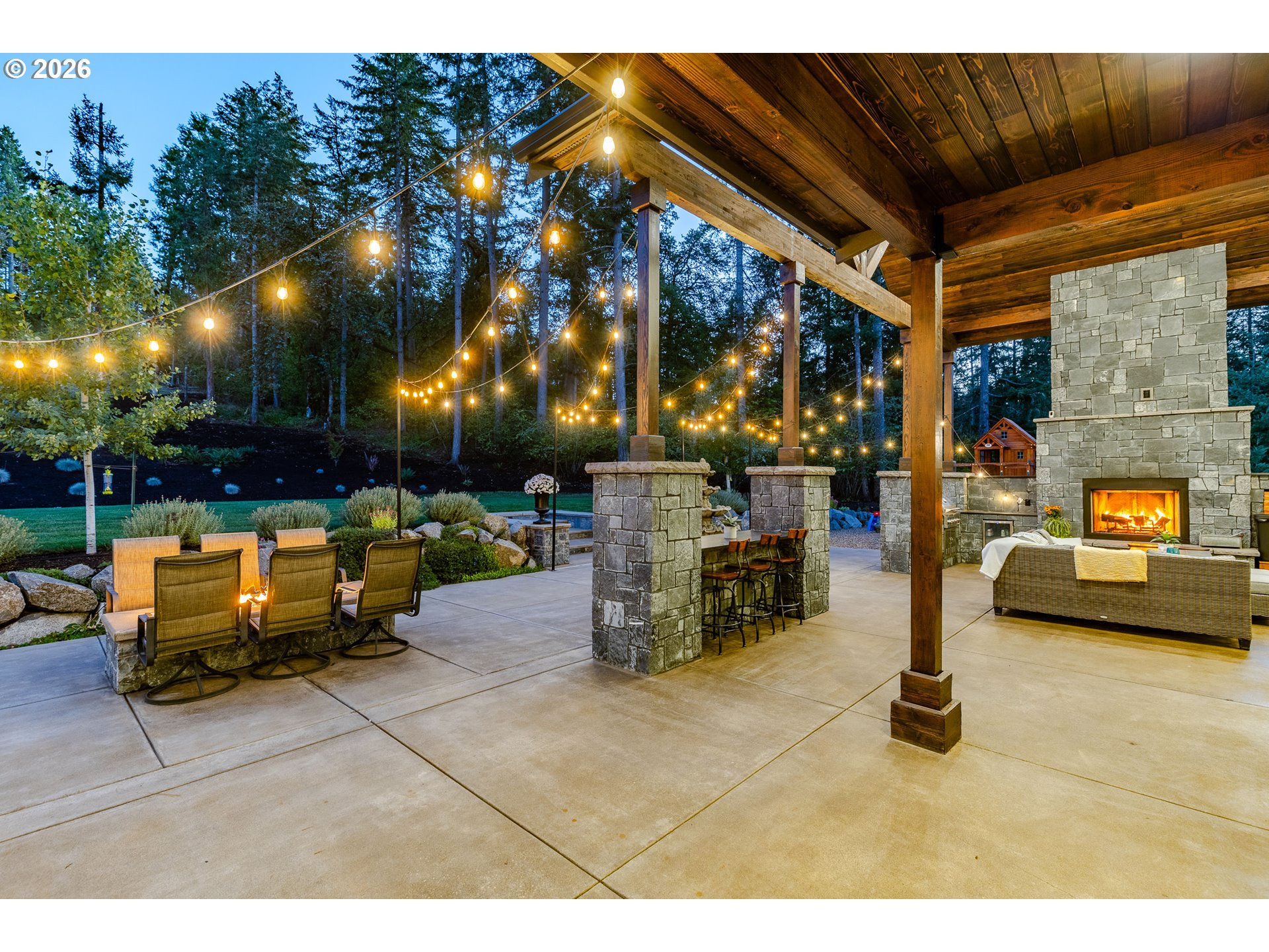 32568 Deberry Road Creswell, OR 97426 - Photo 25 of 41 a backyard of a house with barbeque oven table and chairs