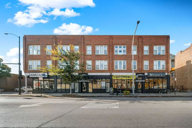 a front view of a building