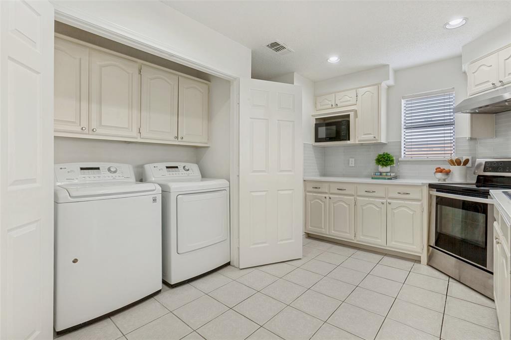 703 Rams Court Richardson, TX 75081 - Photo 11 of 23 Utility closet with washer and dryer in kitchen.