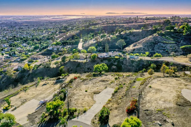 a view of a yard with a mountain