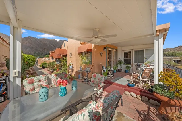 a outdoor space with lots of tables and chairs