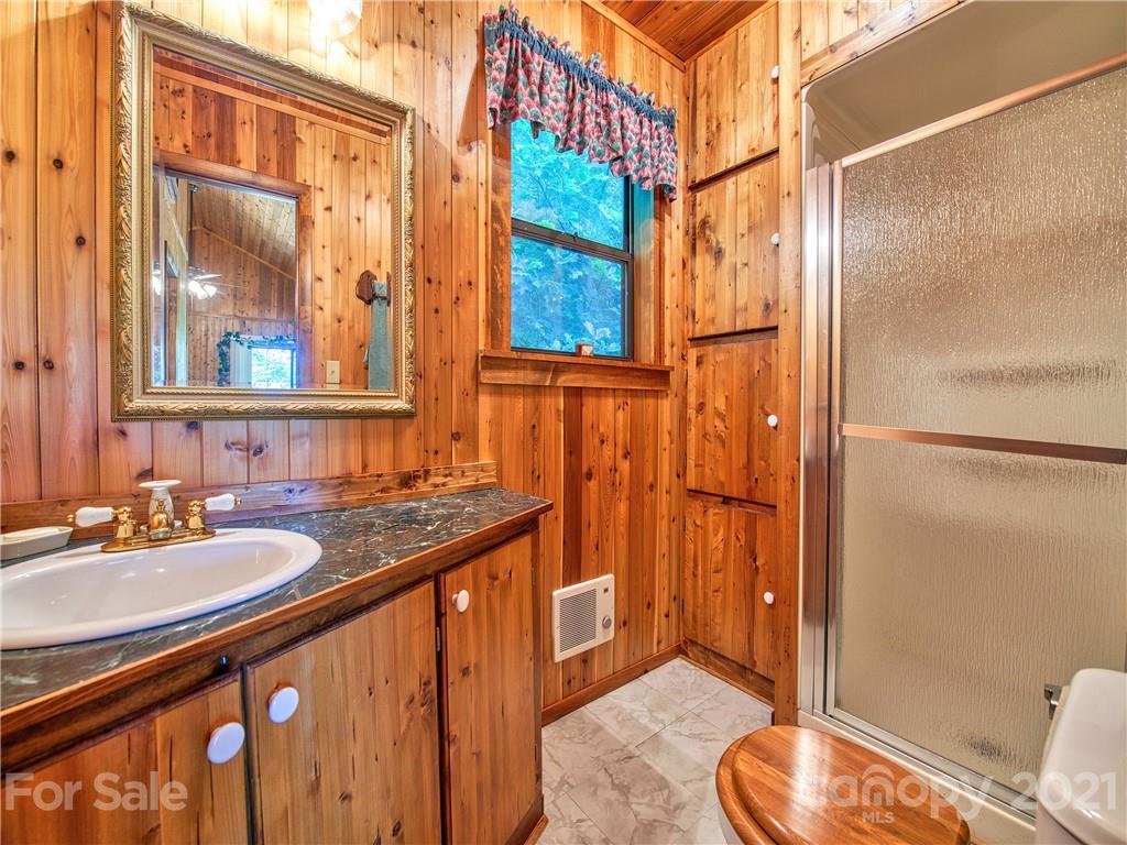 195 Mopey Maple Road Waynesville, NC 28785 - Photo 19 of 23 a bathroom with a sink a toilet and shower