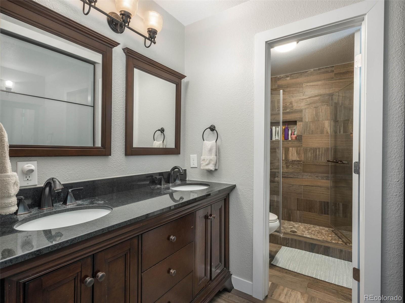 1005 Northridge Road Highlands Ranch, CO 80126 - Photo 15 of 28 a bathroom with a sink double vanity and shower