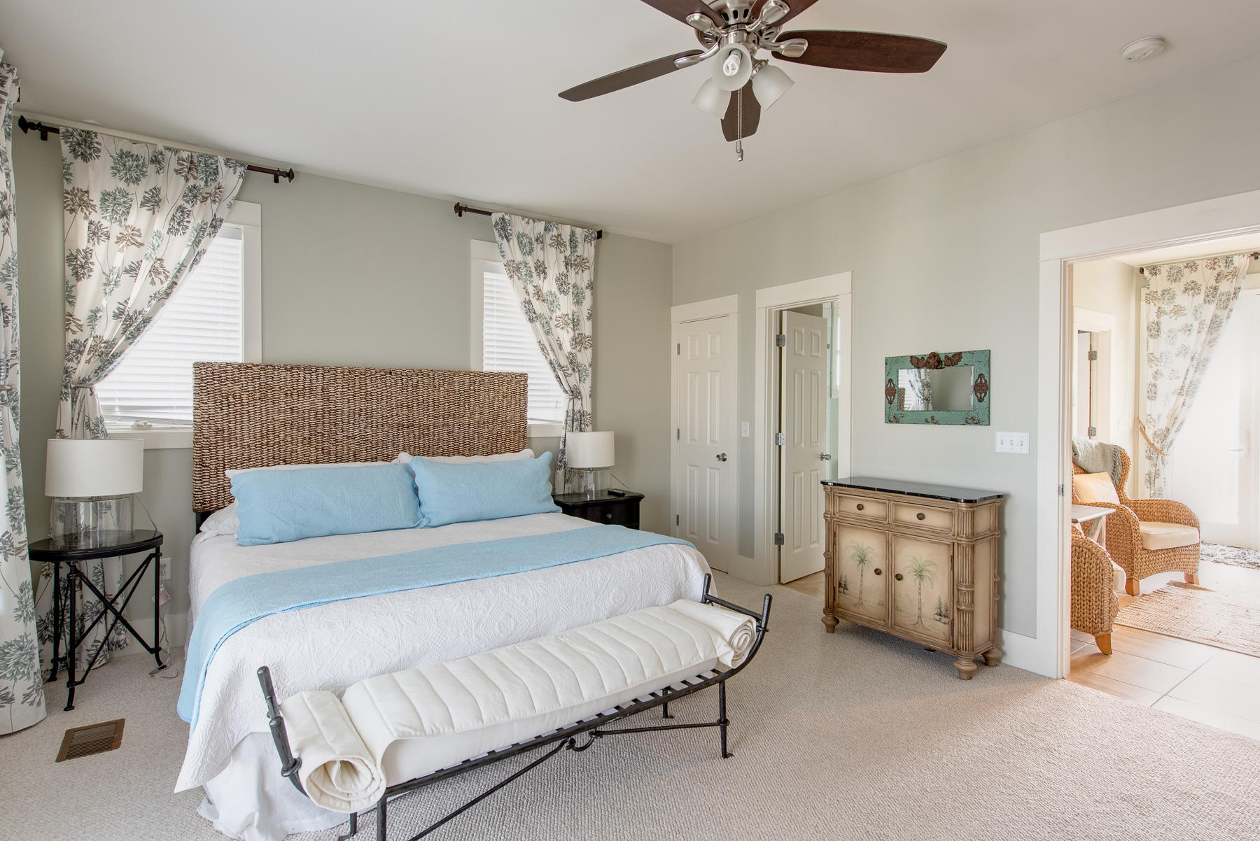 3 West Trigger Trail Inlet Beach Inlet Beach, FL 32461 - Photo 31 of 44 a bedroom with a bed and a chandelier