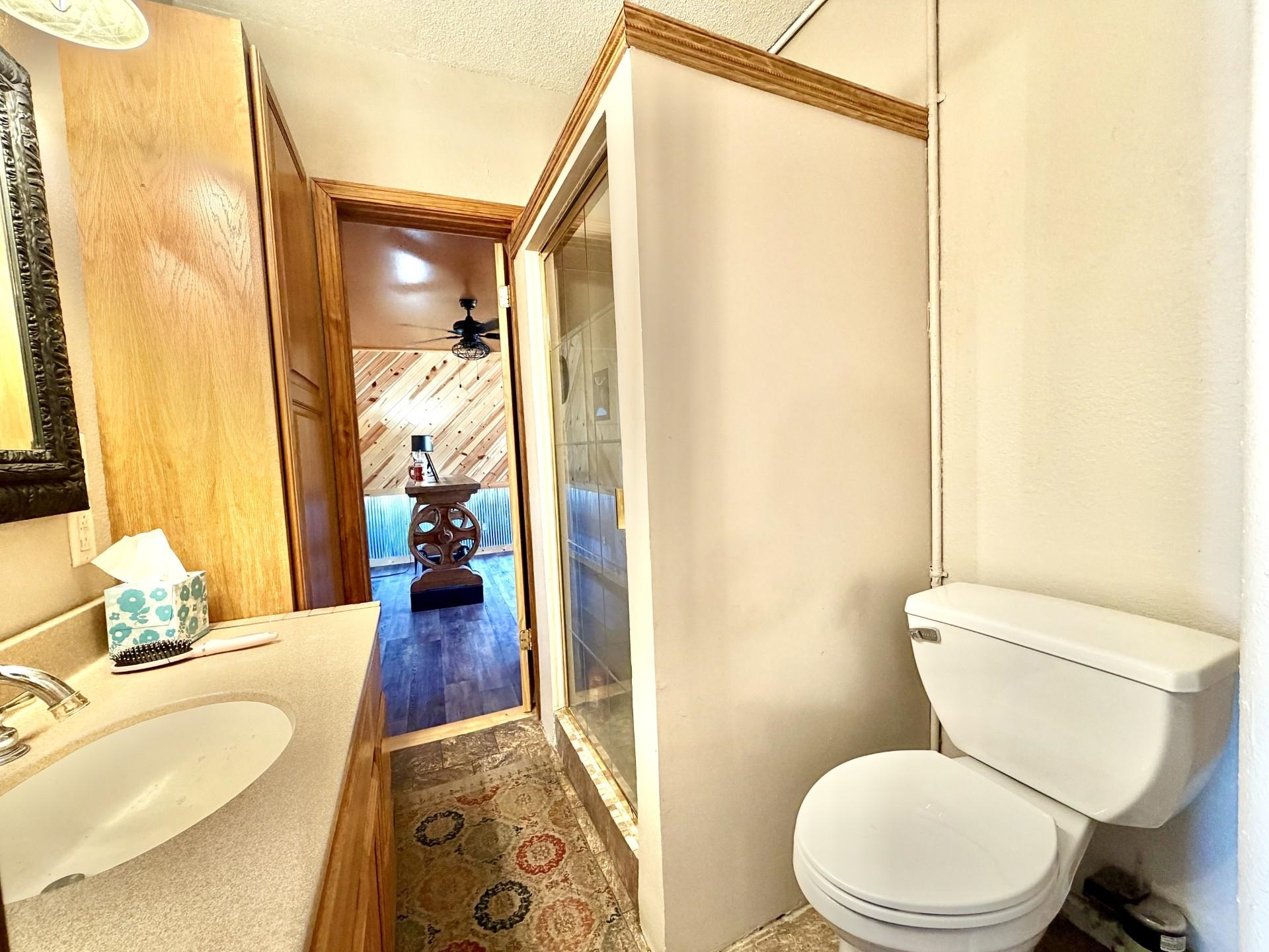 803 North Street Thomson, IL 61285 - Photo 16 of 26 a bathroom with a granite countertop bathtub sink vanity mirror and toilet
