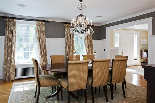 32 Arlington Road Wellesley, MA 02481 - Photo 8 of 29 a dining room with furniture a chandelier and wooden floor