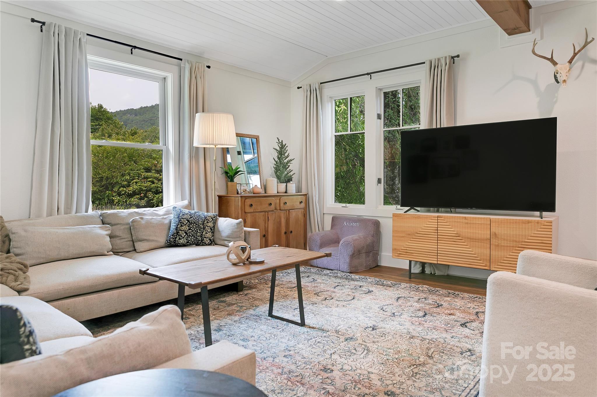 903 Middlefork Road Brevard, NC 28712 - Photo 6 of 45 a living room with furniture a flat screen tv and a large window