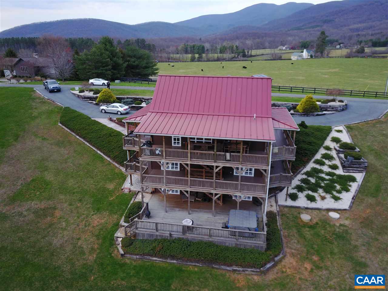 264 Twin Ridge Lane Afton, VA 22920 - Photo 35 of 49 an aerial view of a house with a garden and mountains